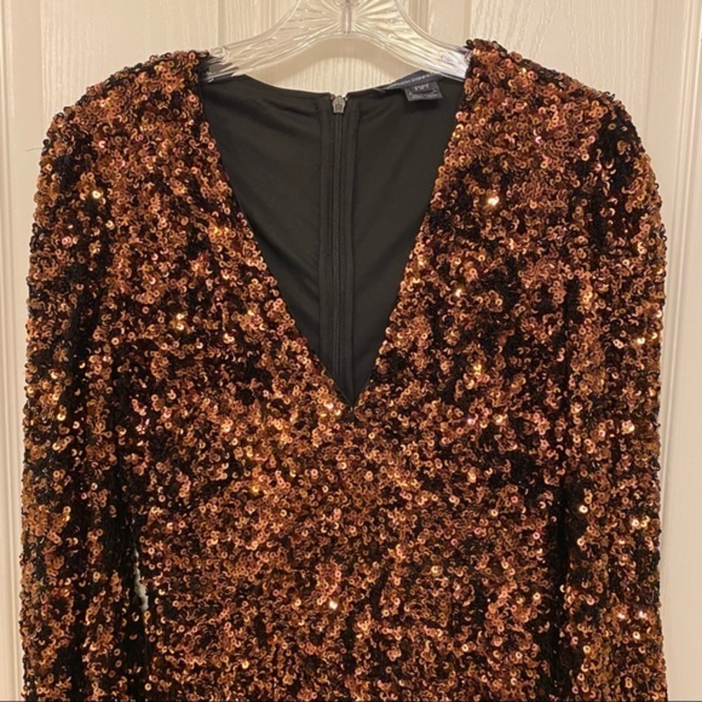 French Connection EEKA CLUSTER Sequin Mini DRESS in Bitter Chocolate Mul… - Picture 6 of 13